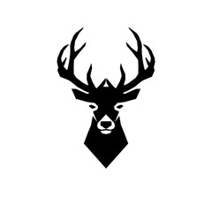 Design deer head isolated white background. Deer head sign logo