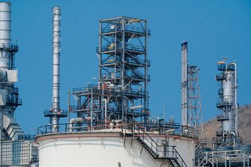 Industrial zone,The equipment of oil refining,Close-up of industrial pipelines of an oil-refinery plant,Detail of oil pipeline with valves in large oil refinery.