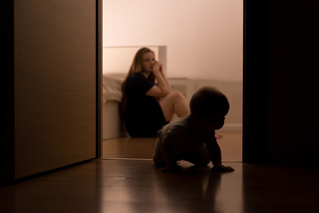 The concept of maternal burnout, postpartum depression, regret and unjustified expectations. Tired...