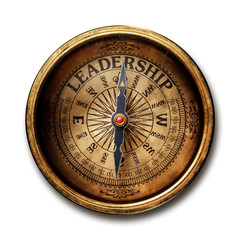 Vintage brass compass isolated on white background