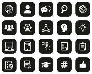Quiz Or Pop Quiz Icons White On Black Flat Design Set Big
