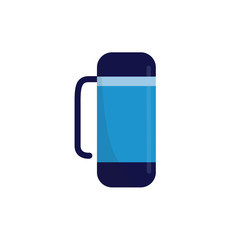 Thermo cup or thermo flask for hot beverages flat vector illustration isolated.
