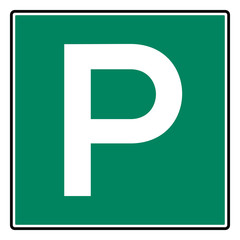 Parking permitted traffic sign. Green background. Canada road signs. Perfect for backgrounds, backdrop, sticker, label, chart, poster, banner and wallpaper.