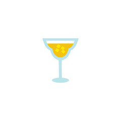 Cocktail glass icon with yellow beverage isolated on white background