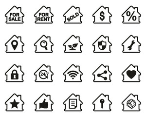 Real Estate Icons Black & White Set Big