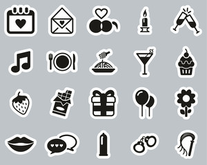 Romantic Or Courting Icons Black & White Sticker Set Big
