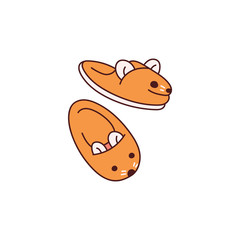 Soft and comfortable home slippers sketch cartoon vector illustration isolated.