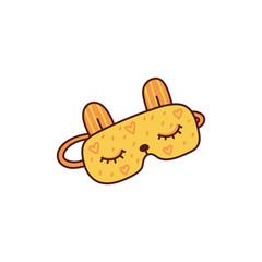 Cute yellow sleeping mask with bunny ears and closed eyes
