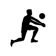 Volleyball player hitting ball male silhouette, vector illustration isolated.