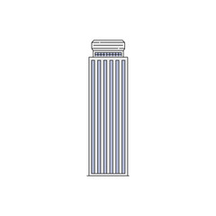 Famous skyscraper or tourists landmark icon, sketch vector illustration isolated.