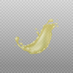 Bright yellow liquid splash isolated on transparent background