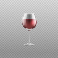 Realistic glass of red wine isolated on transparent background