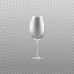 Empty wine or champaign elegant glass realistic vector illustration isolated.