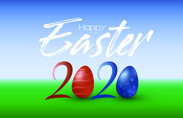 Happy Easter 2020 year on a nature background. Vector illustration.