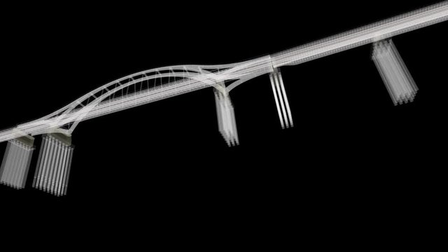 The BIM model of the railway bridg of wireframe view