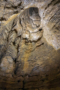 New Zealand, Oceania, North Island, Waitomo Caves, Ruakuri Cave, Limestone formations in cave