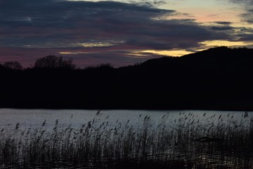 sunset over lake