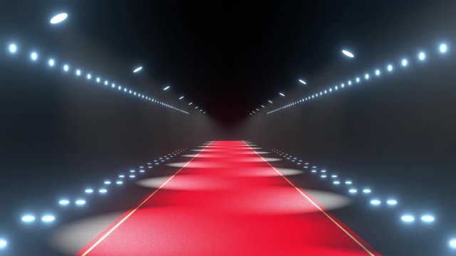 4k 3D red carpet, blinking lights and flash lights animation - show/ gala concept