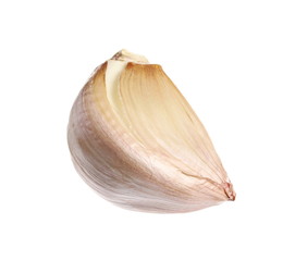 Garlic clove isolated on white background, macro