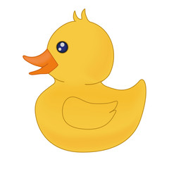 Cute cartoon baby duck vector illustration on isolated white background. Eps 10 vector format with printable colors. Hand drawn design. 