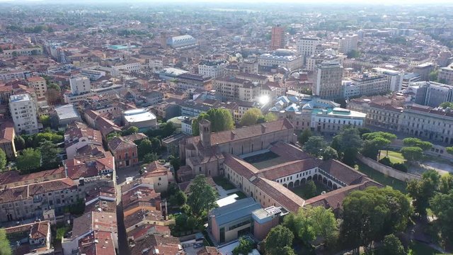 Panoramic aerial view of Padua cityscape with buildings and streets, Italy
