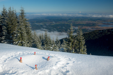 Improvisierter Adventskranz auf Alpengipfel