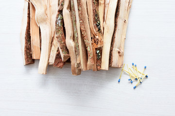 Dry firewood from the mountains for campfire