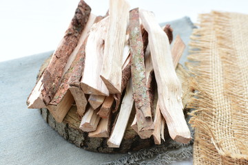Dry firewood from the mountains for campfire