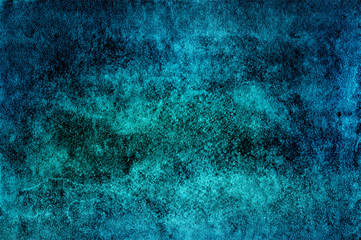 Dark textured surface in shades of green and blue. Dynamic paint brushstrokes on paper. Creative texture