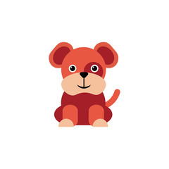 Isolated dog illustration on white. Flat illustration of cute dog