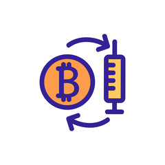 Bitcoin drugs are an icon vector. Thin line sign. Isolated contour symbol illustration
