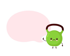 Cute smiling happy fitness kettlebell 