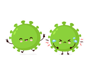 Cute happy and sad cry good probiotic bacteria