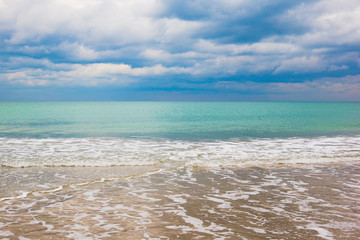 Thunderclouds over the ocean, thunderstorm in the  ocean