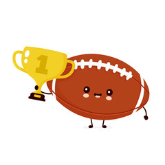 Cute happy american football rugby ball