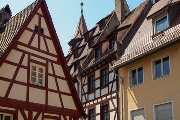 Fototapeta na wymiar Traditional half-timbered houses in Nuremberg, Germany