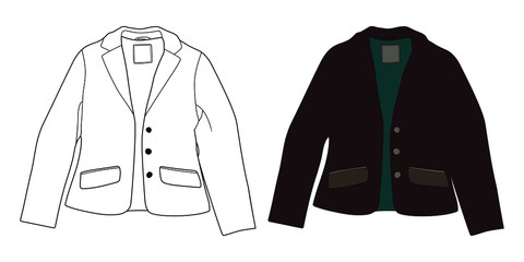 set of mens clothes. Women's jacket with button pockets. eps10 vector stock illustration