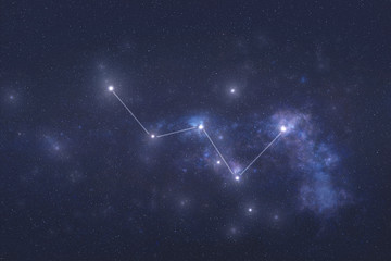 Cassiopeia constellation stars in outer space. Cassiopeia constellation lines. Elements of this...