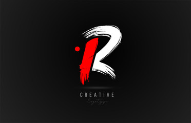 brush stroke letter R logo alphabet icon design template in white and red for business - obrazy, fototapety, plakaty