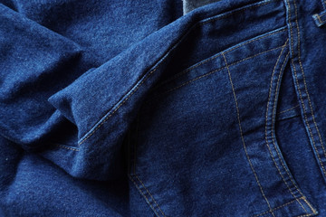 Naklejka premium Jeans background. Denim jeans texture. Blue denim pattern.