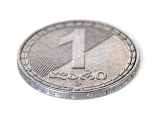 Georgian money lari coin isolated on white