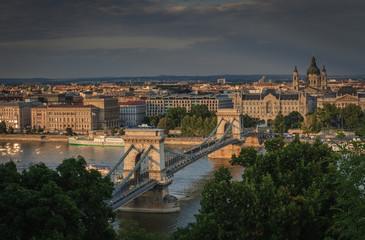 view of the bridge in budapest hungary