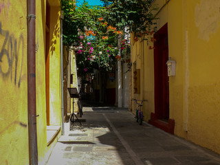 Typical street of Rethymno, Crete. Greece