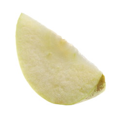 Green apple slice isolated on white background