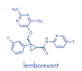Lemborexant insomnia drug molecule. Skeletal formula.