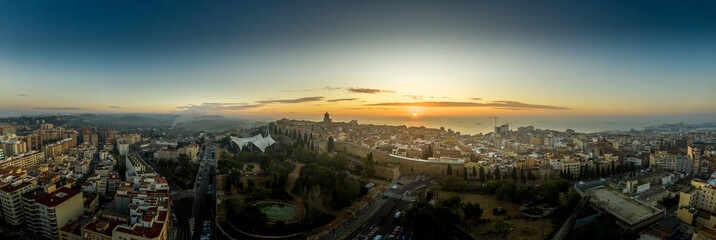 Aerial morning view of the historic center of Tarragona Spain