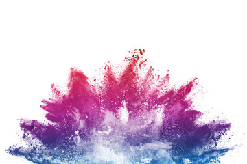 abstract powder splatted background. Colorful powder explosion on white background. Colored cloud. Colorful dust explode. Paint Holi.