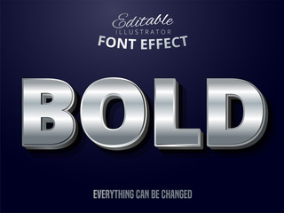 Silver text effect, shiny silver alphabet style