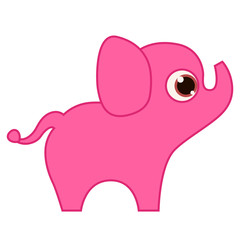 Pink Elephant isolated on white background. Print for T-shirt. Flat design. Vector illustration