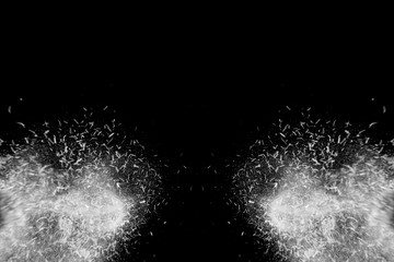 design of abstract powder dust explosion over black background	